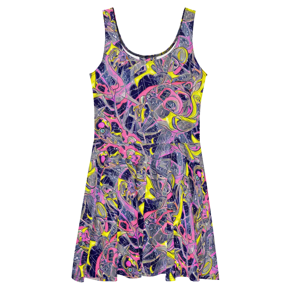 Synthetic Garden on Skater Dress — Front
