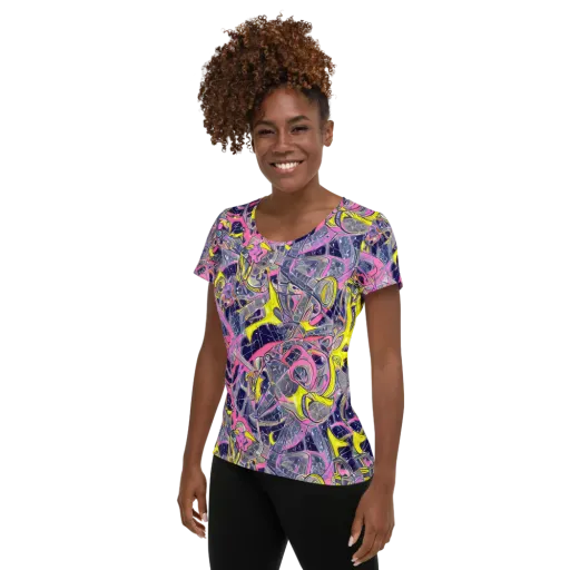 Synthetic Garden on a Women's Athletic T-Shirt