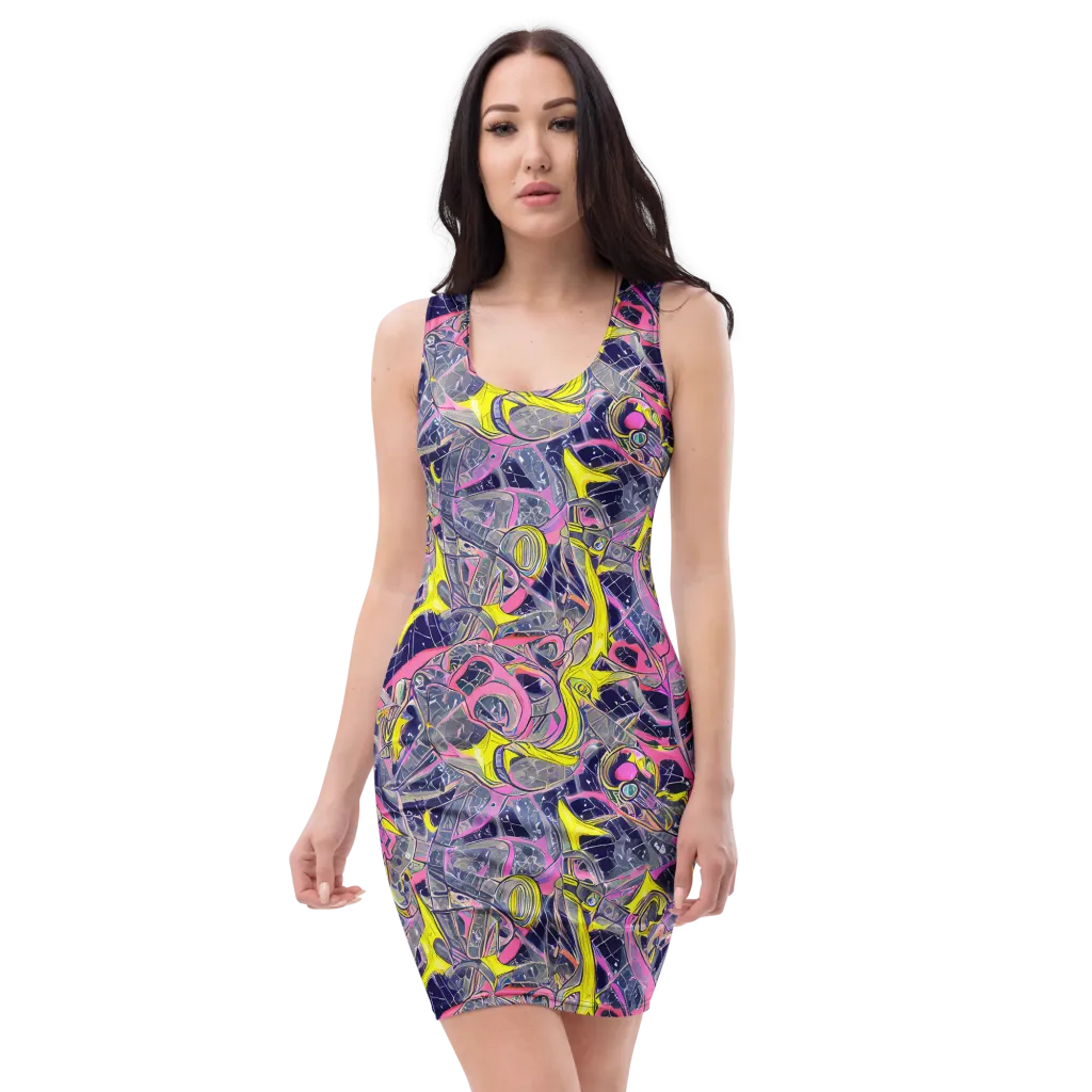 Synthetic Garden on Bodycon Dress — Front