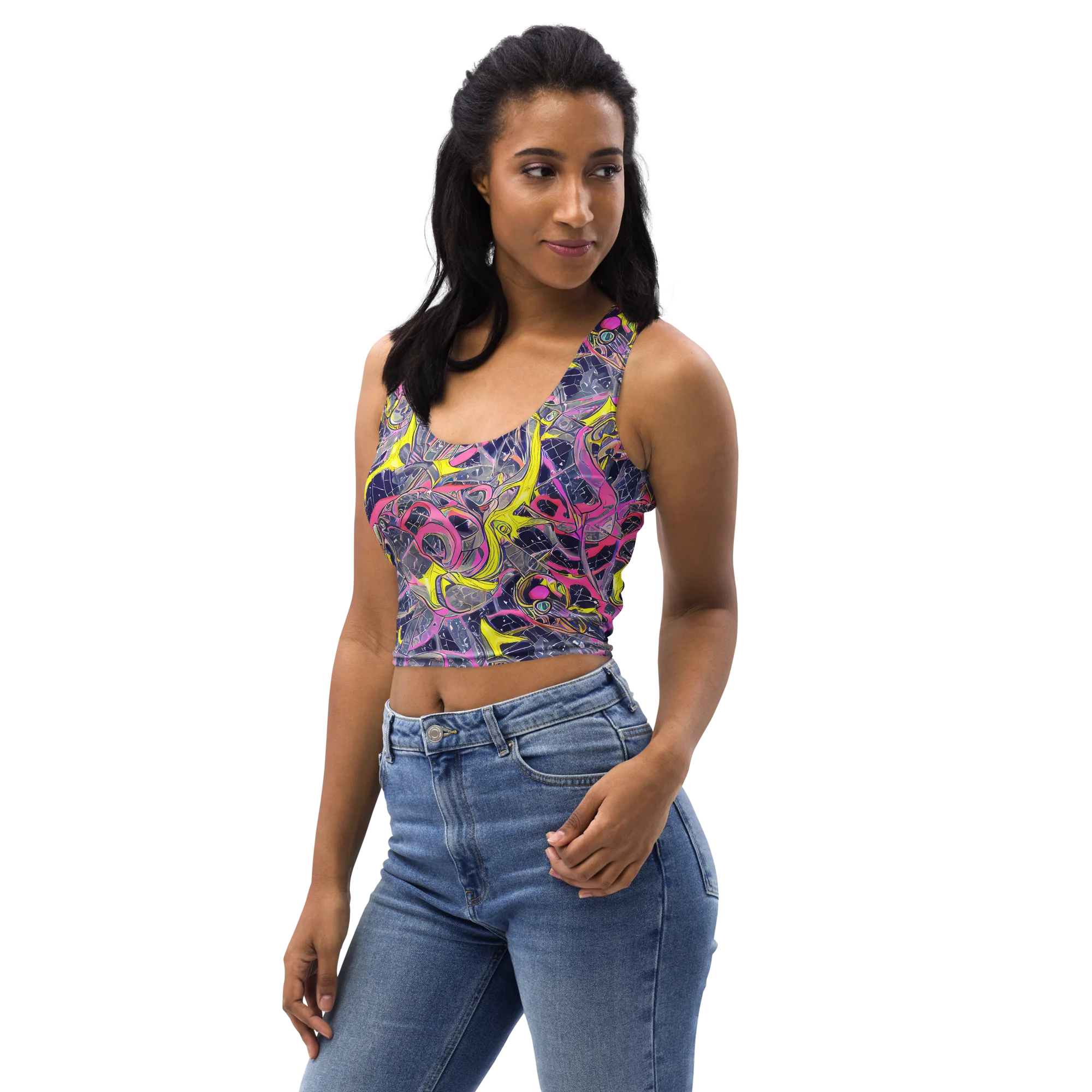 Synthetic Garden on Crop Top — Left Front