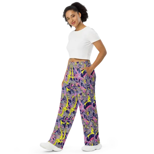 Synthetic Garden on a Wide-Leg Pants
