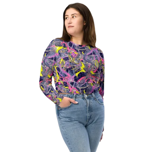 Synthetic Garden on a Long Sleeve Crop Top