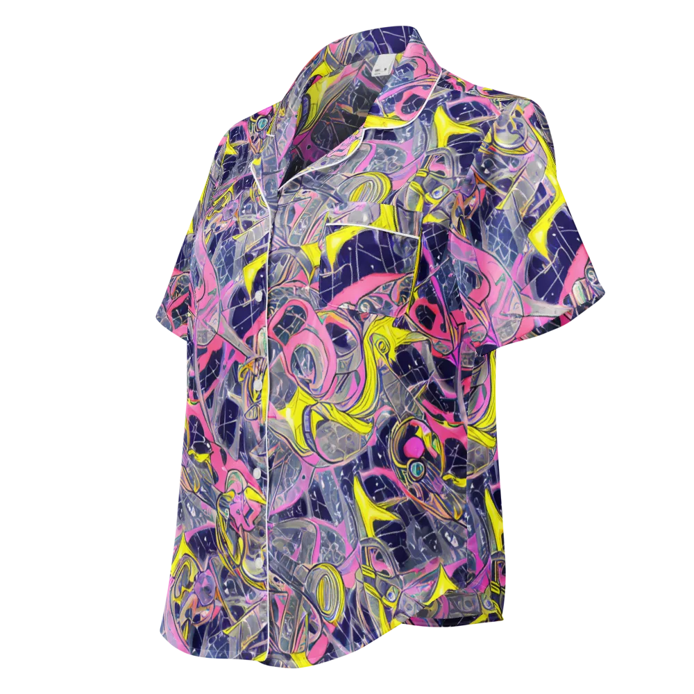 Synthetic Garden on Women's Short Sleeve Pajama Top — Left Front