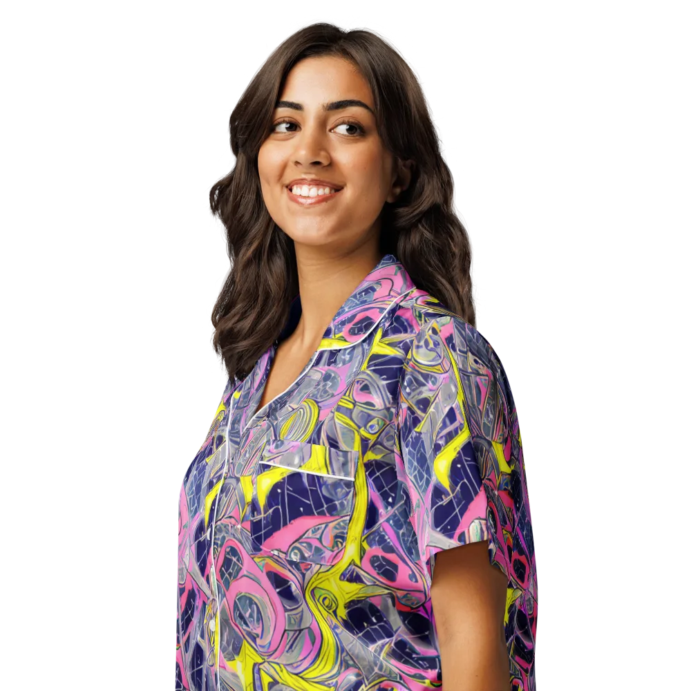 Synthetic Garden on Women's Short Sleeve Pajama Top — Left Front