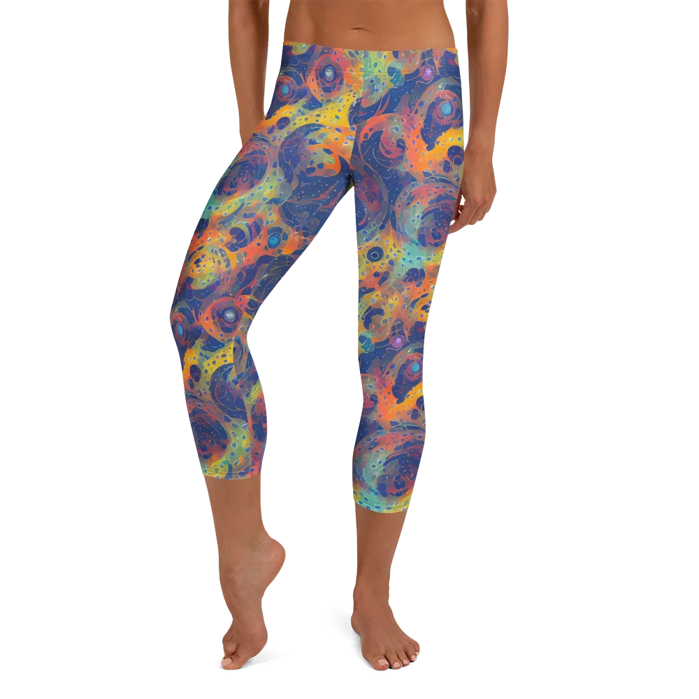 Amoeba Aurora on Capri Leggings — Front