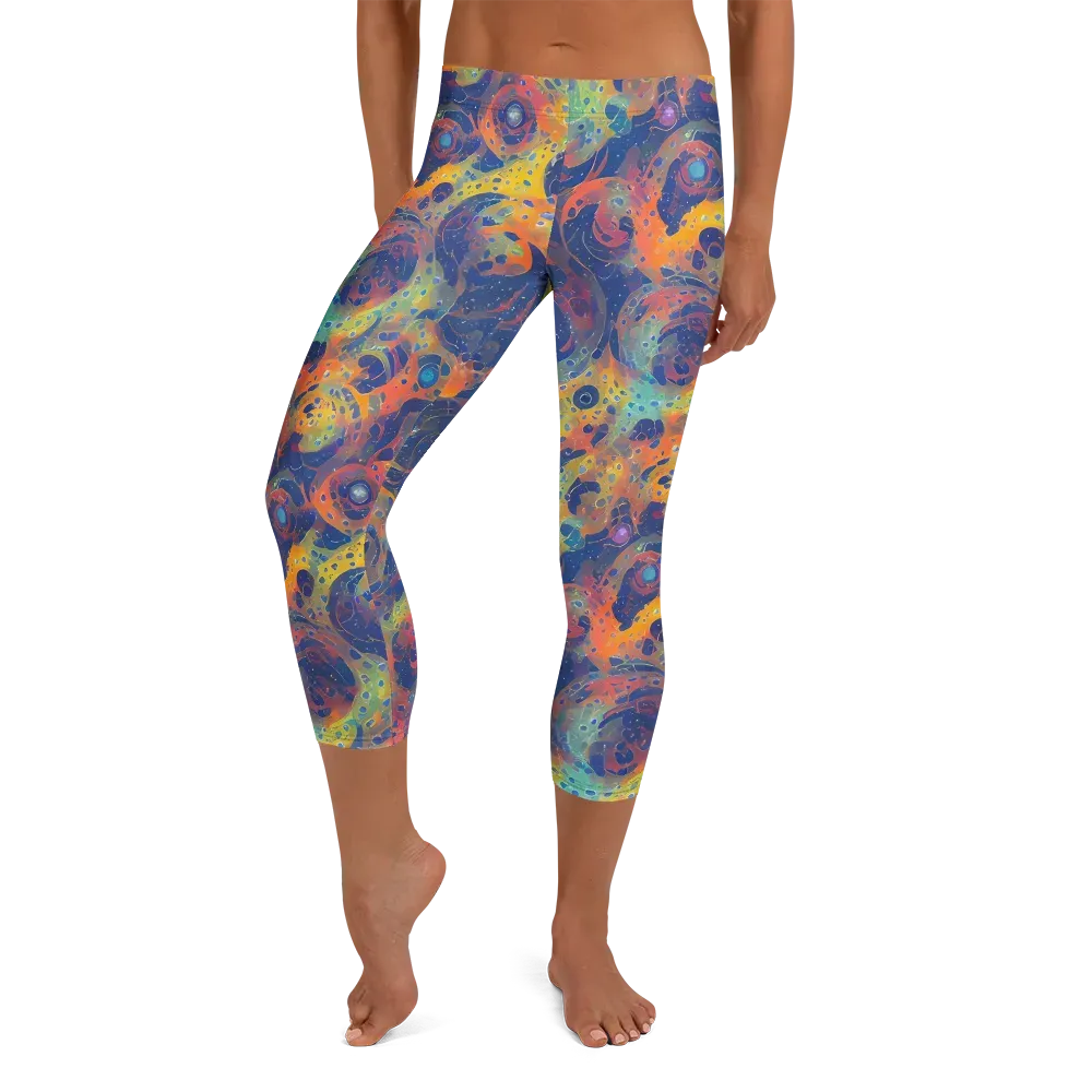 Amoeba Aurora on Capri Leggings — Front
