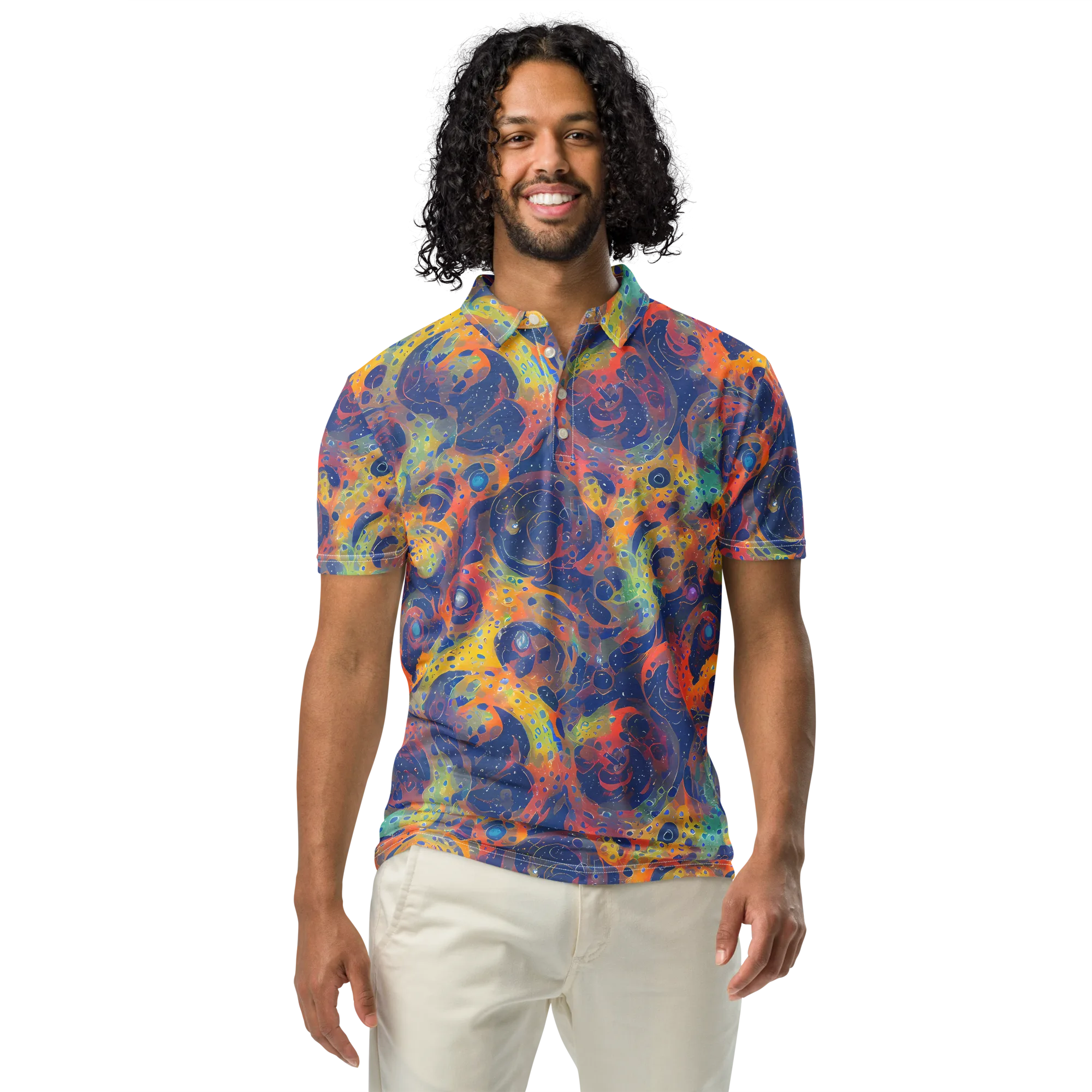 Amoeba Aurora on Men's Slim Fit Polo Shirt — Front