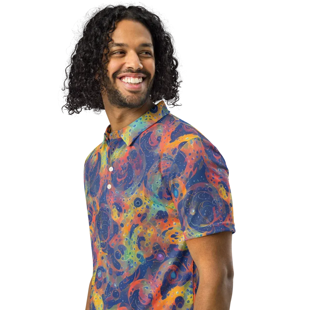 Amoeba Aurora on Men's Slim Fit Polo Shirt — Left Front