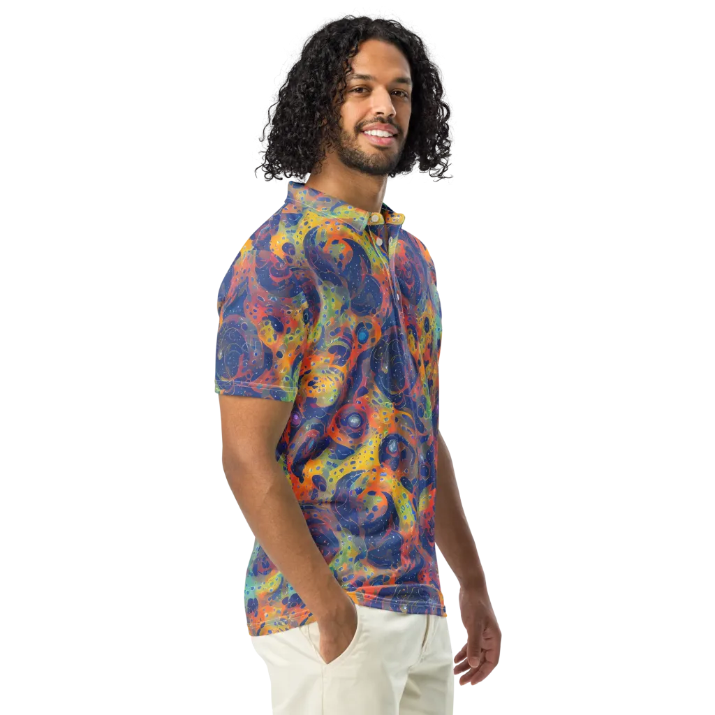 Amoeba Aurora on Men's Slim Fit Polo Shirt — Right Front