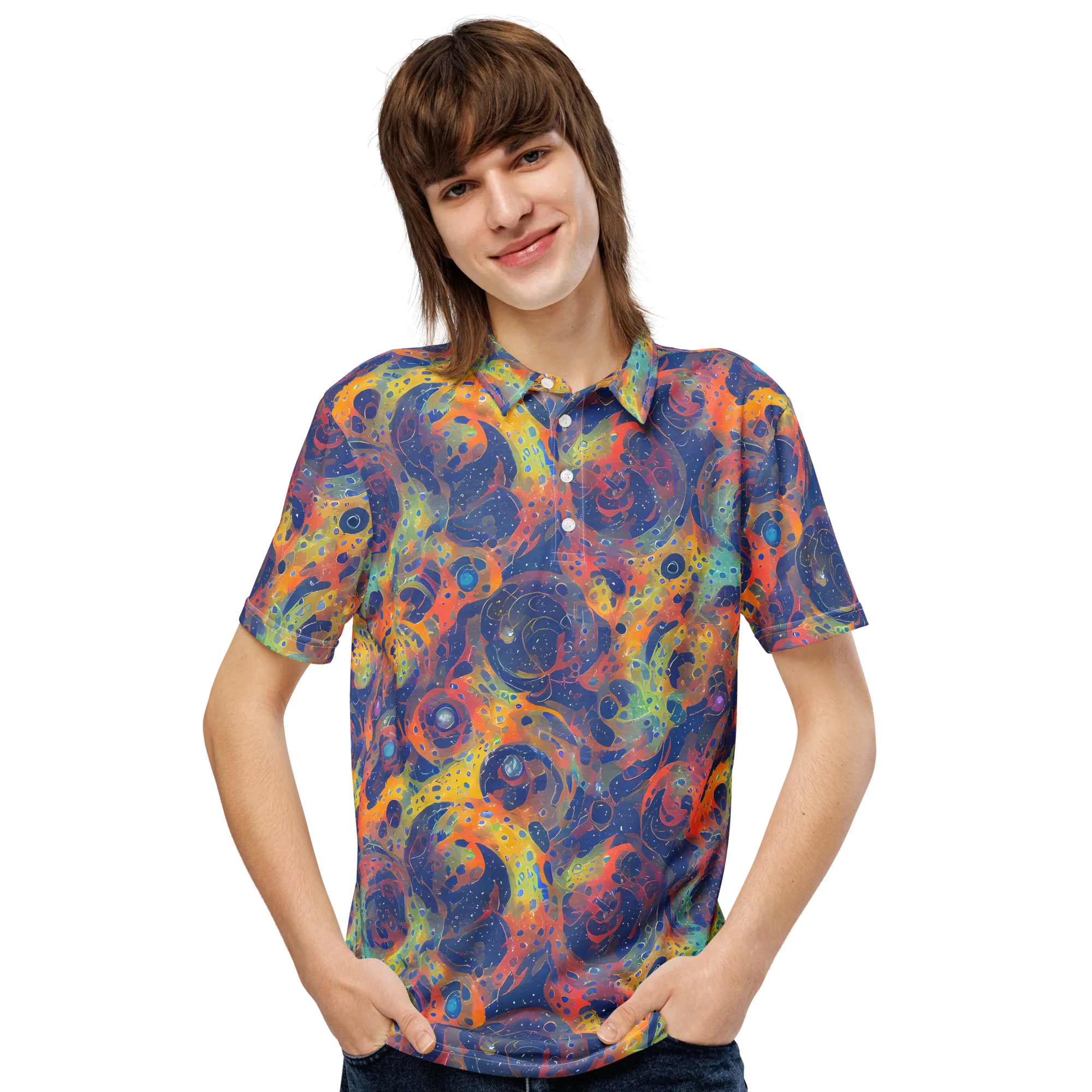 Amoeba Aurora on Men's Slim Fit Polo Shirt — Front