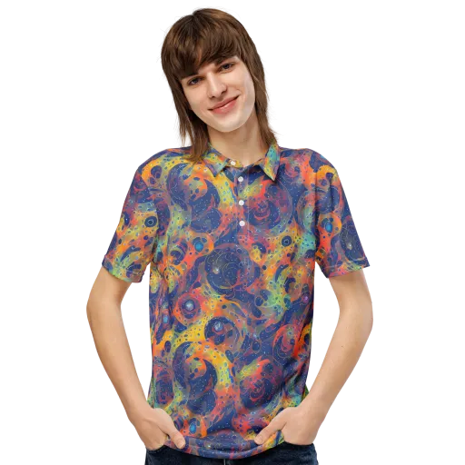 Amoeba Aurora on a Men's Slim Fit Polo Shirt