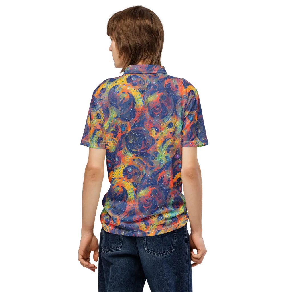 Amoeba Aurora on Men's Slim Fit Polo Shirt — Back