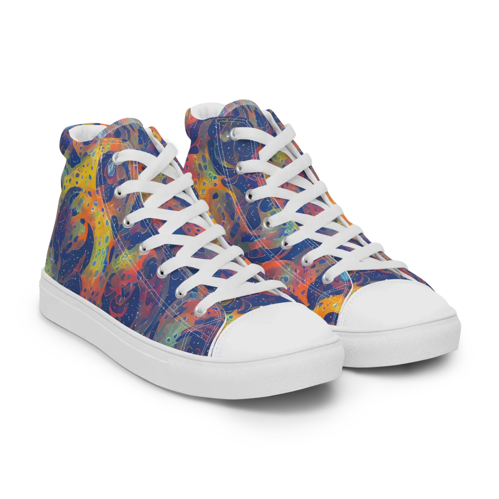 Amoeba Aurora on Men's High Top Canvas Shoes — Right Front