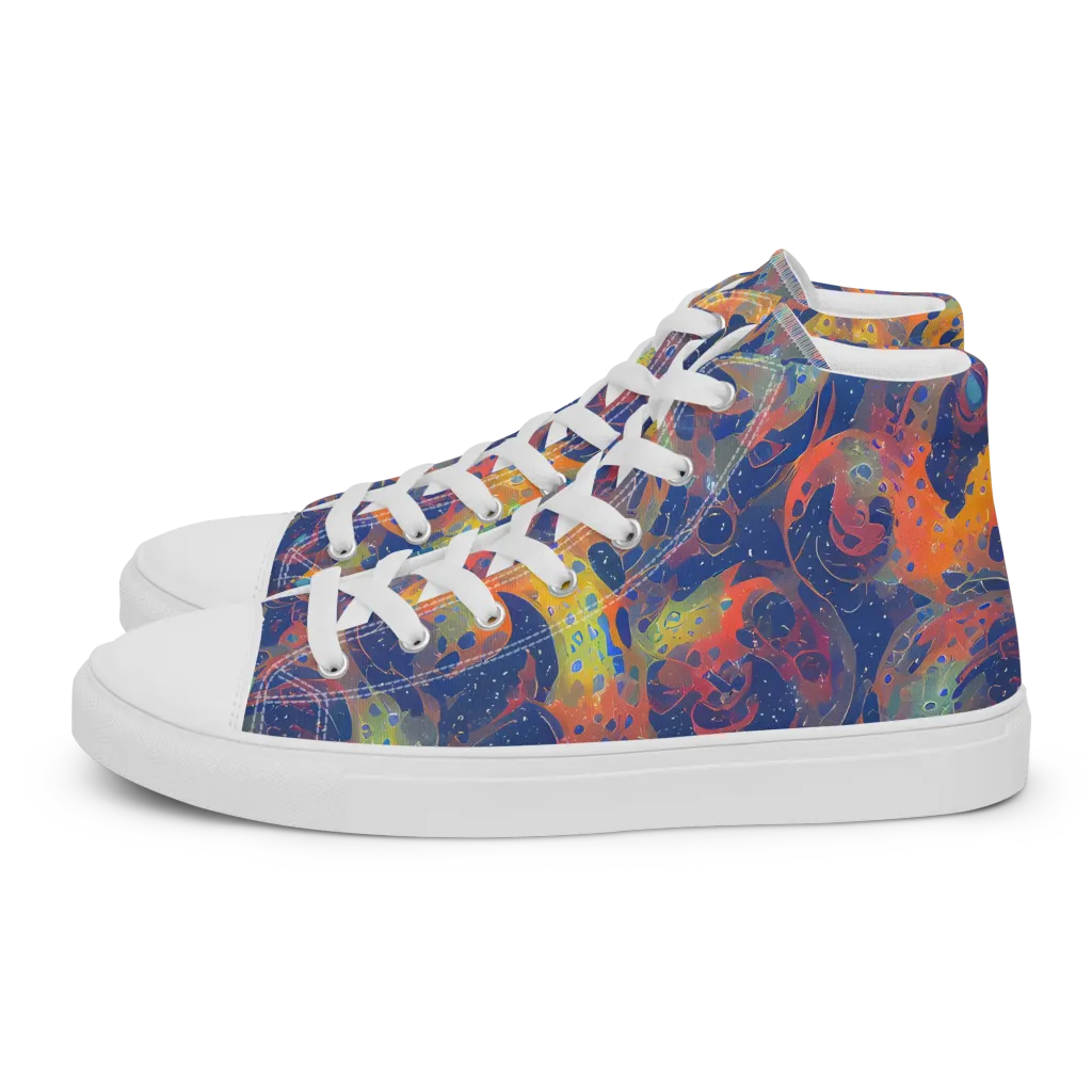 Amoeba Aurora on Men's High Top Canvas Shoes — Left