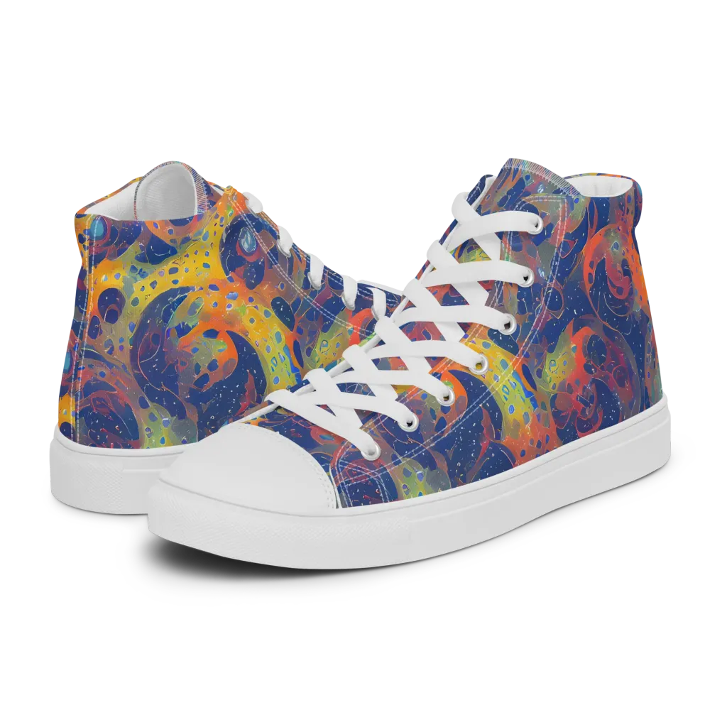 Amoeba Aurora on Men's High Top Canvas Shoes — Left