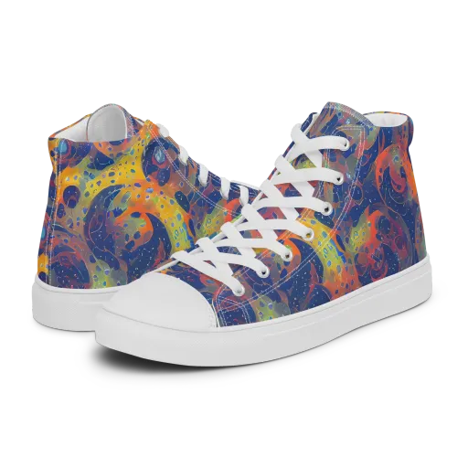 Amoeba Aurora on a Men's High Top Canvas Shoes