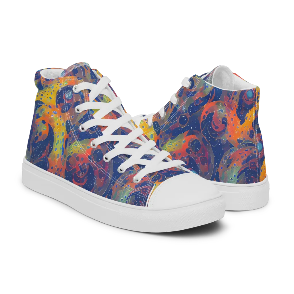 Amoeba Aurora on Men's High Top Canvas Shoes — Right