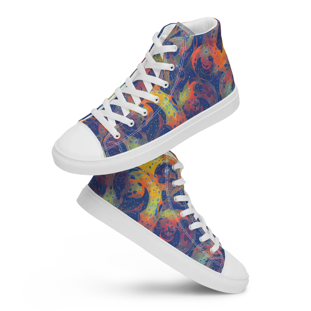 Amoeba Aurora on Men's High Top Canvas Shoes — Front