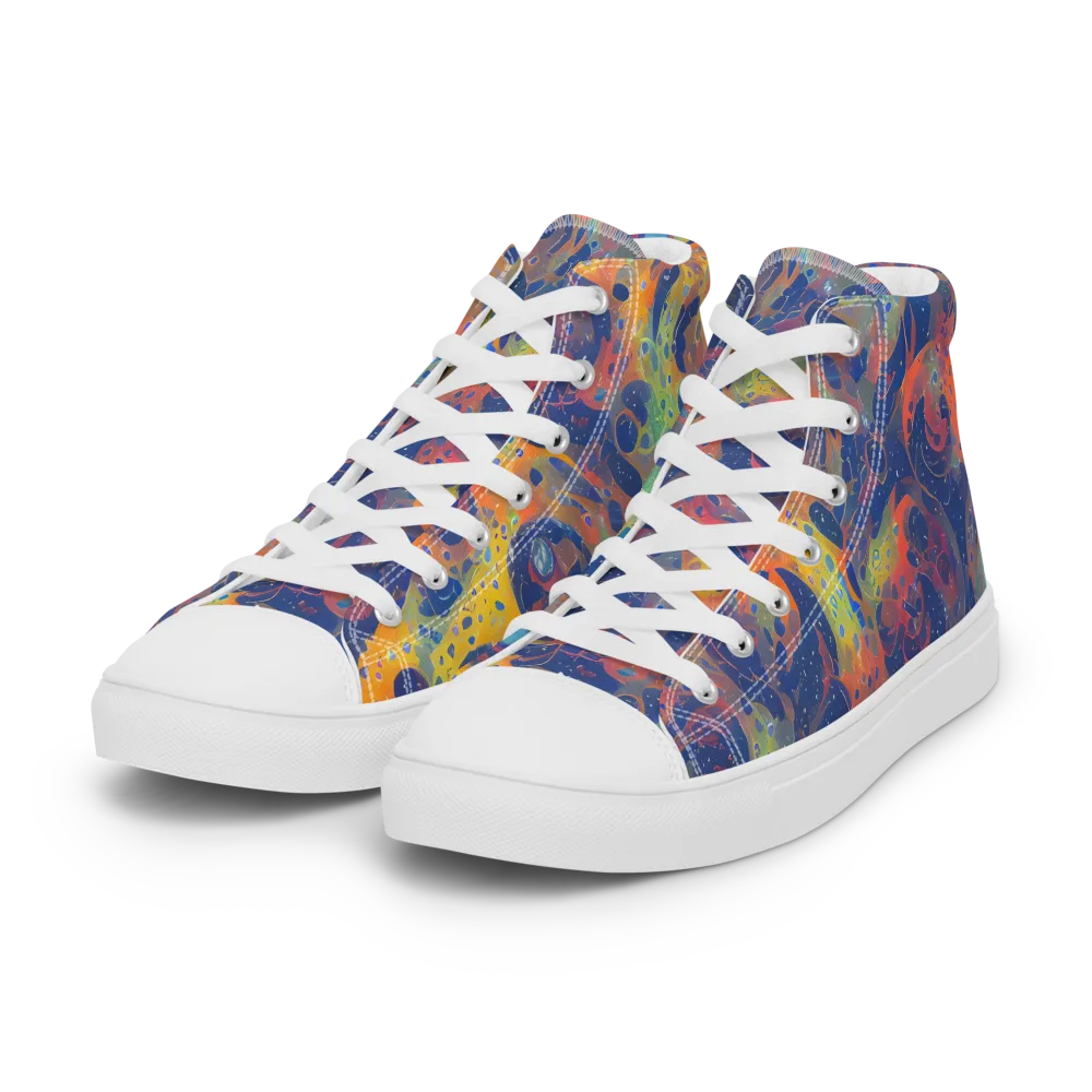 Amoeba Aurora on Women's High Top Canvas Shoes — Left Front