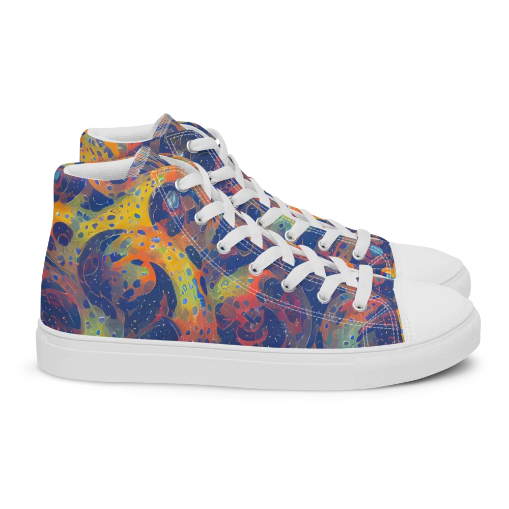 Amoeba Aurora on Women's High Top Canvas Shoes — Right