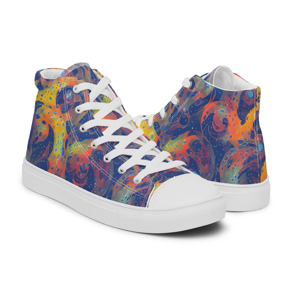 Amoeba Aurora on Women's High Top Canvas Shoes — Right