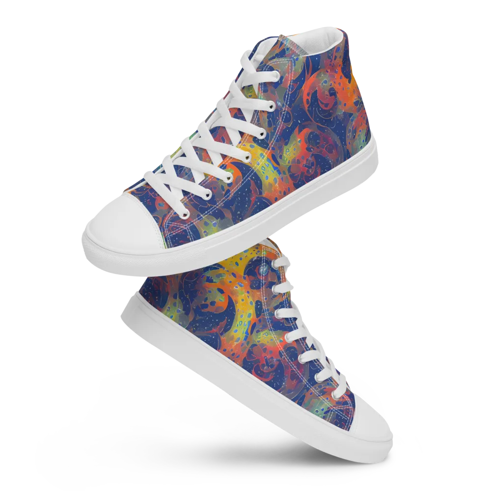 Amoeba Aurora on Women's High Top Canvas Shoes — Front