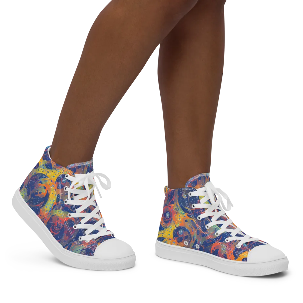 Amoeba Aurora on Women's High Top Canvas Shoes — Right