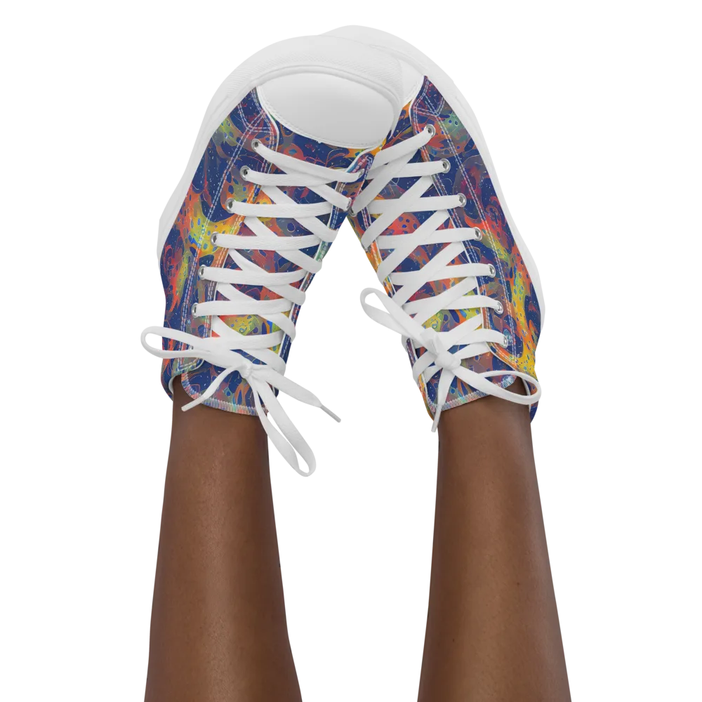 Amoeba Aurora on Women's High Top Canvas Shoes — Front