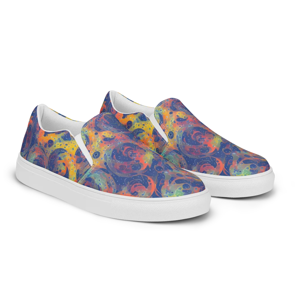 Amoeba Aurora on Men's Slip-On Canvas Shoes — Right Front