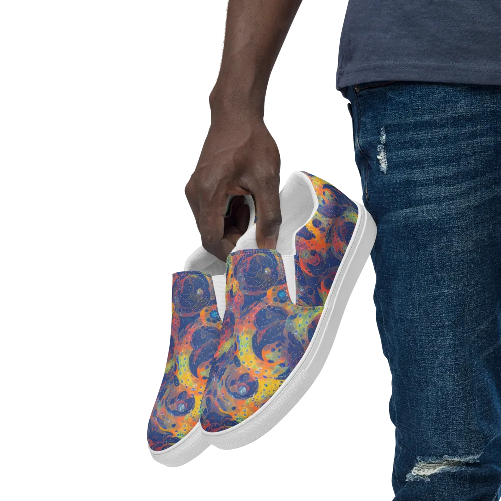 Amoeba Aurora on Men's Slip-On Canvas Shoes — Left Front