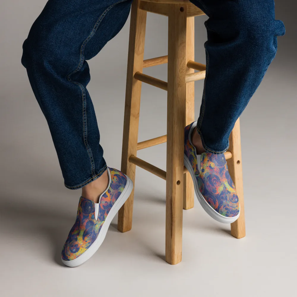 Amoeba Aurora on Men's Slip-On Canvas Shoes — Front