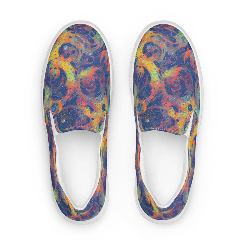 Amoeba Aurora on Women's Slip-On Canvas Shoes — Front