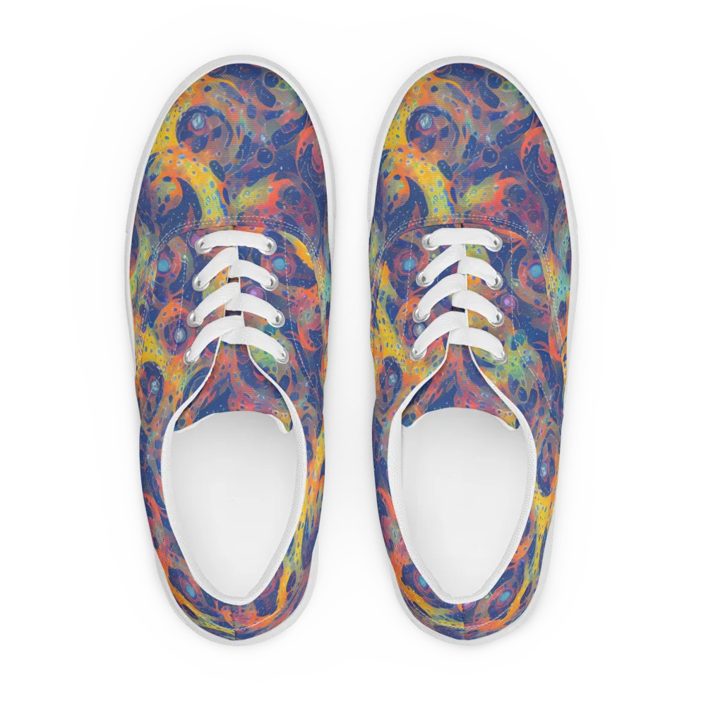 Amoeba Aurora on Men's Lace-Up Canvas Shoes — Front