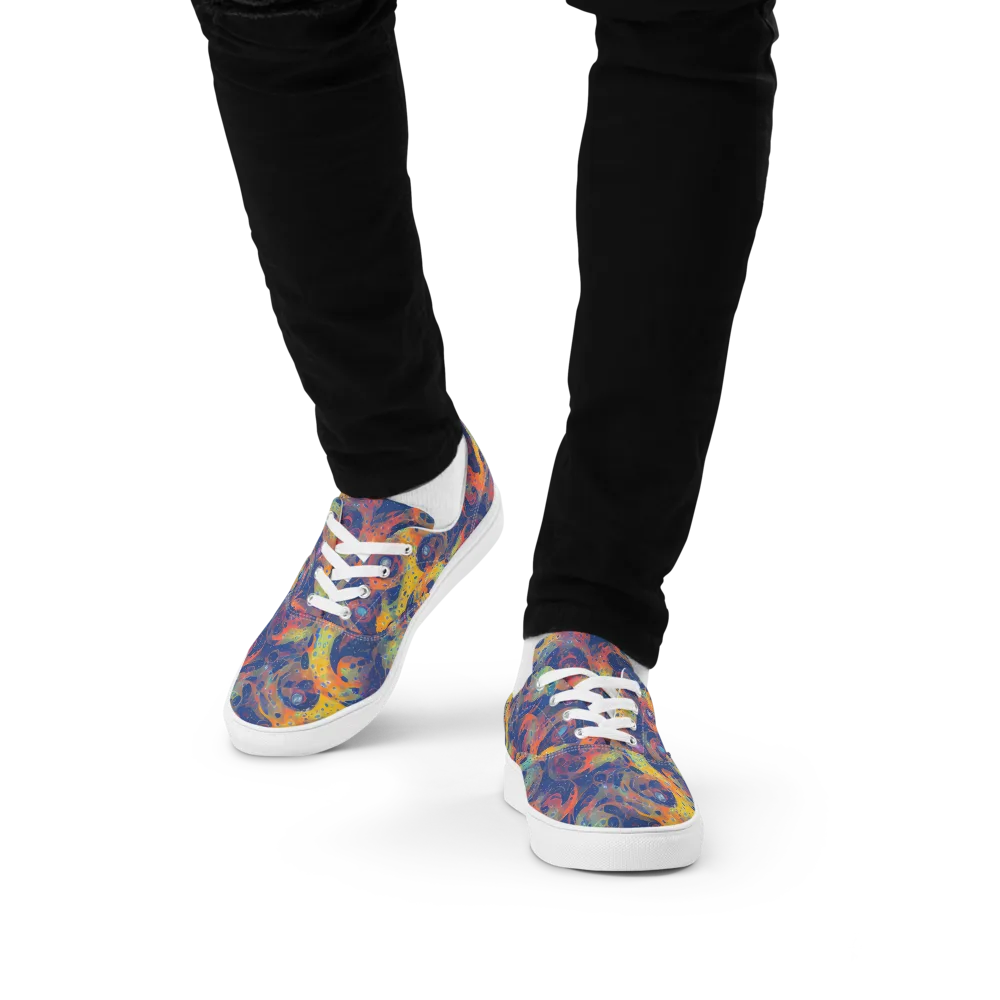 Amoeba Aurora on Men's Lace-Up Canvas Shoes — Front