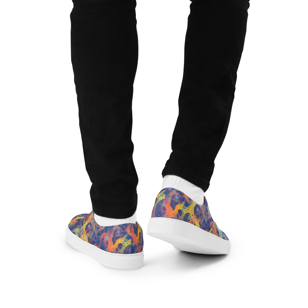 Amoeba Aurora on Men's Lace-Up Canvas Shoes — Back