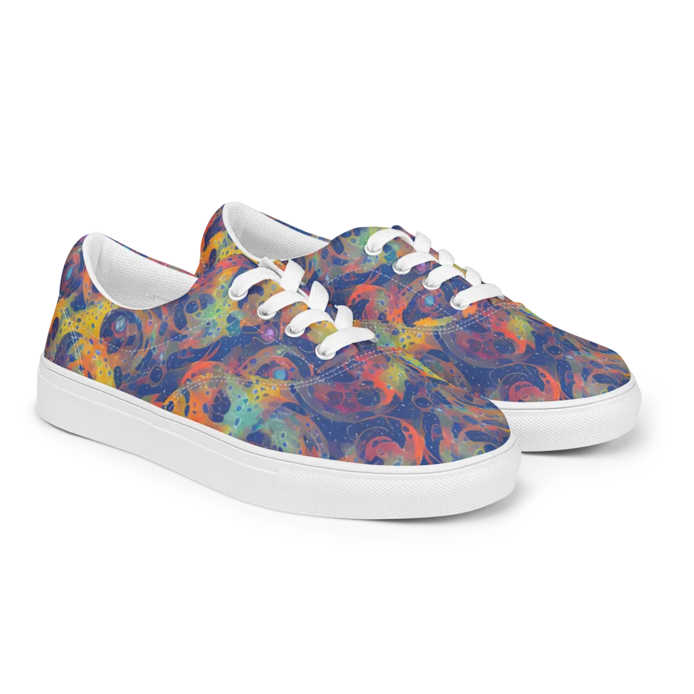 Amoeba Aurora on Men's Lace-Up Canvas Shoes — Right Front