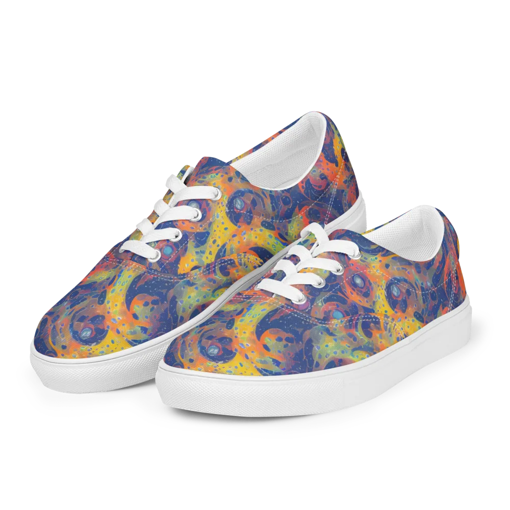 Amoeba Aurora on Men's Lace-Up Canvas Shoes — Left Front