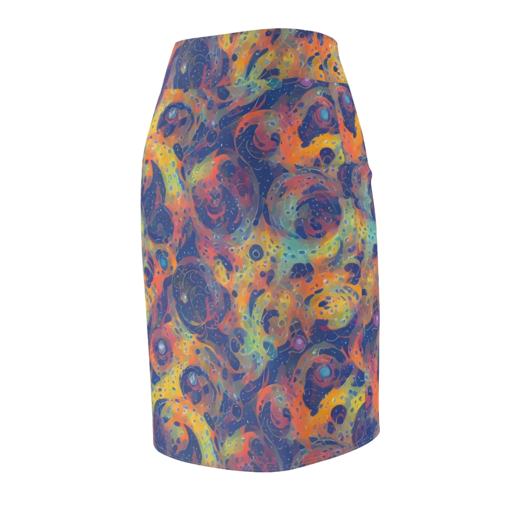 Amoeba Aurora on Pencil Skirt — Back Side