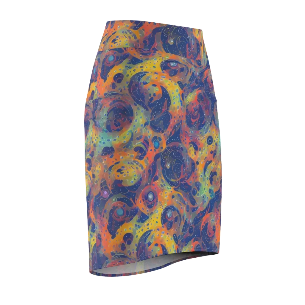 Amoeba Aurora on Pencil Skirt — Front Side