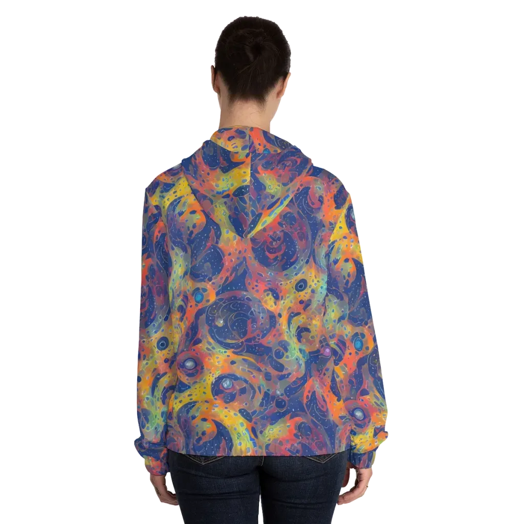 Amoeba Aurora on Women's Full-Zip Hoodie — Back On Person