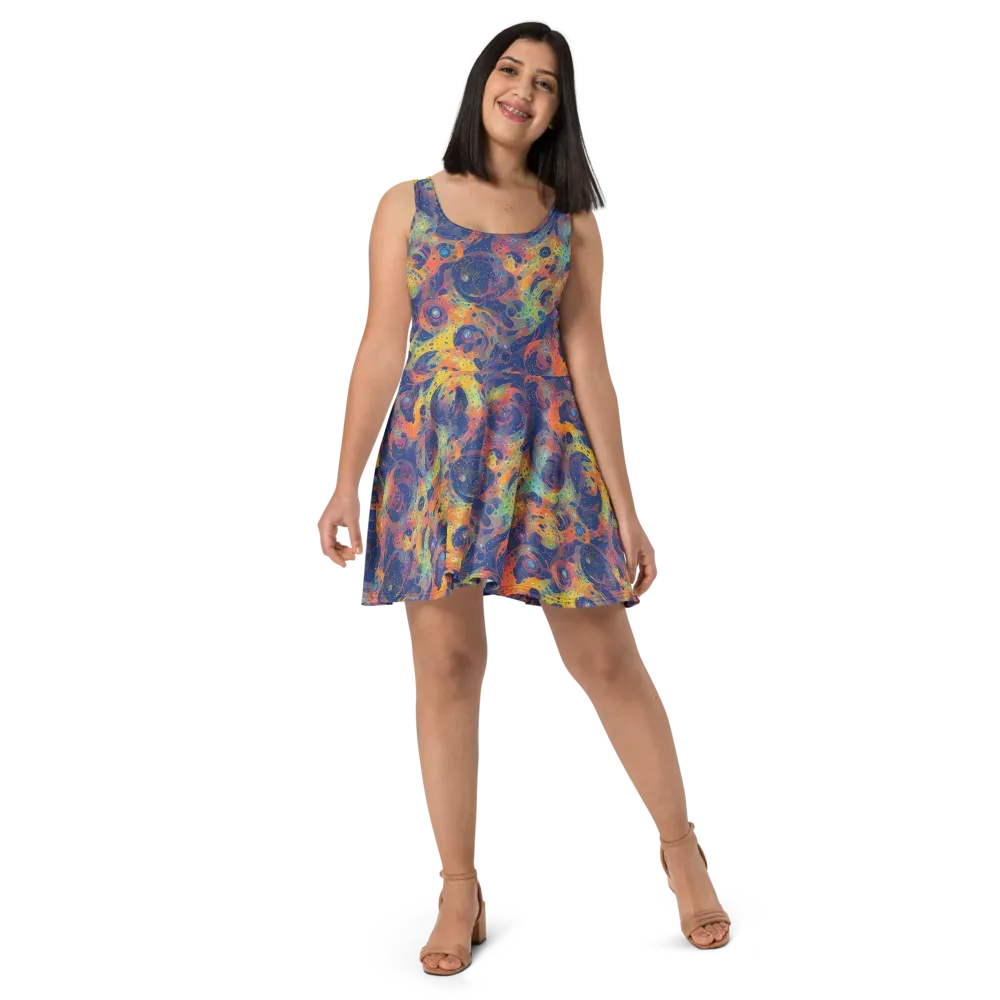 Amoeba Aurora on Skater Dress — Front