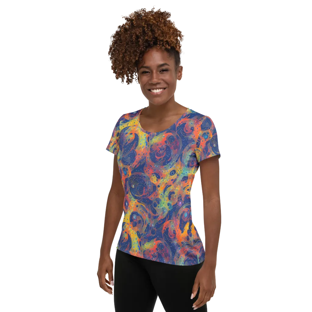 Amoeba Aurora on Women's Athletic T-Shirt — Left