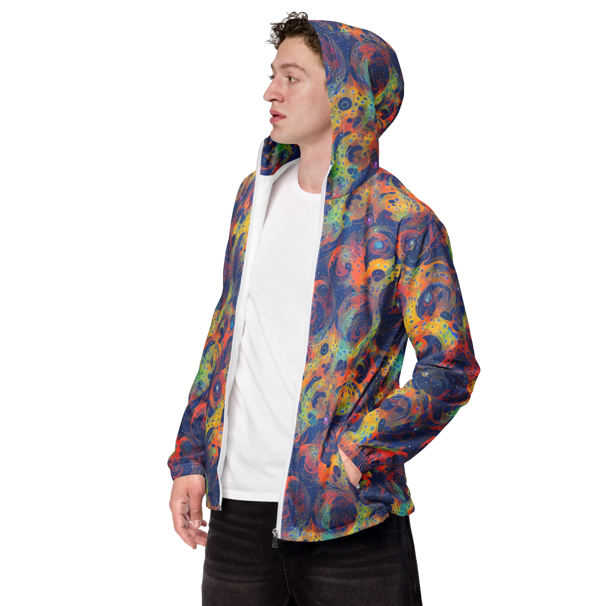 Amoeba Aurora on Men's Windbreaker — Left Front
