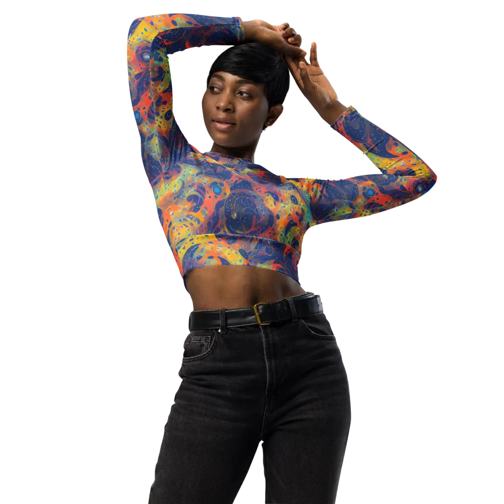 Amoeba Aurora on Long Sleeve Crop Top — Front