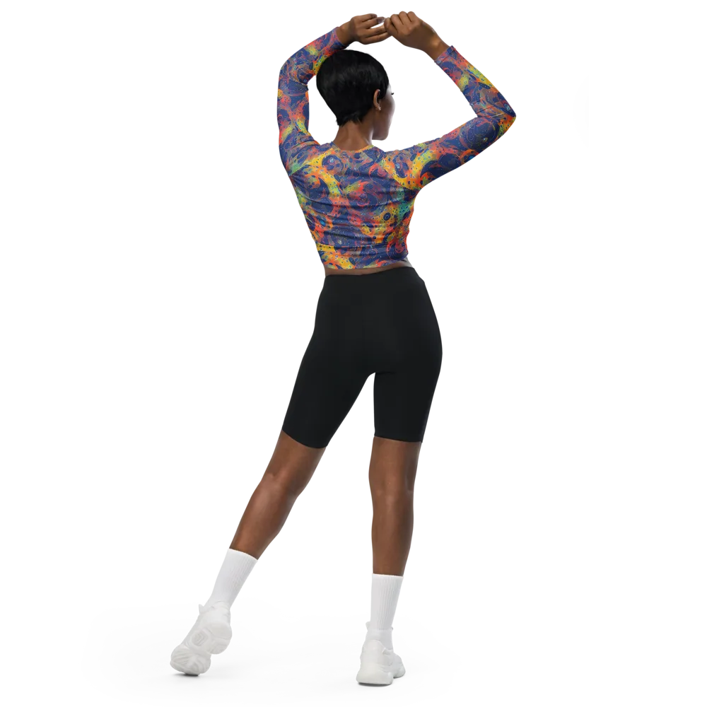 Amoeba Aurora on Long Sleeve Crop Top — Back