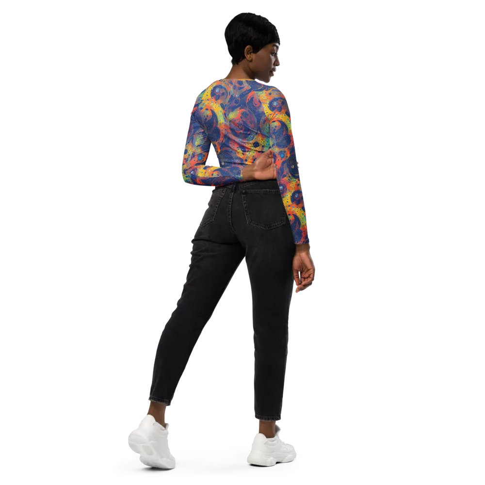 Amoeba Aurora on Long Sleeve Crop Top — Right Back