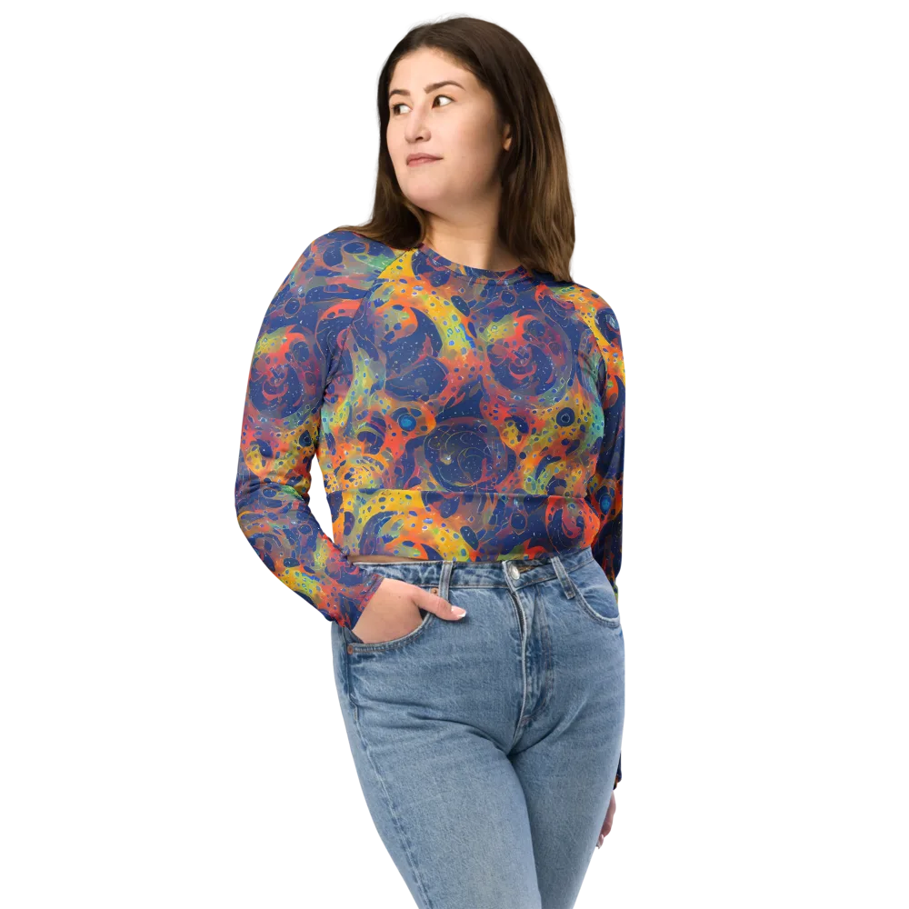 Amoeba Aurora on Long Sleeve Crop Top — Front