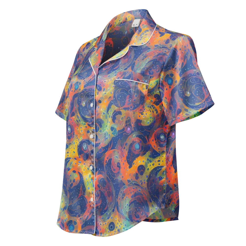 Amoeba Aurora on Women's Short Sleeve Pajama Top — Left Front