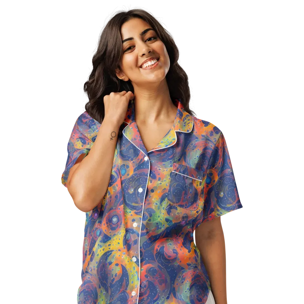 Amoeba Aurora on Women's Short Sleeve Pajama Top — Front