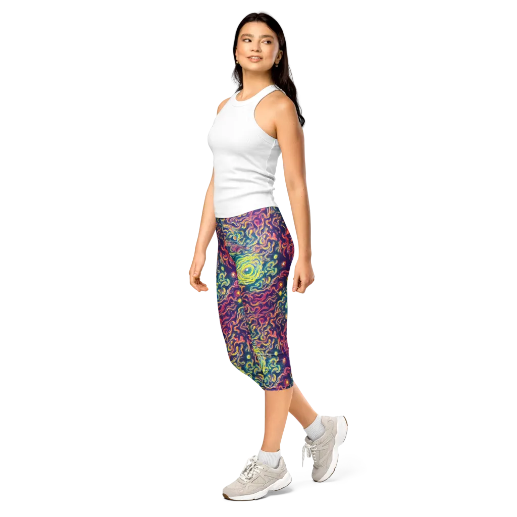 Dreamfire Current on Capri Leggings — Left Front